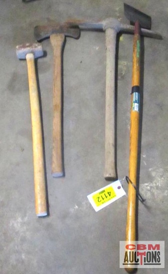 Sledge Hammer, Double Bit Axle, Pick Ax & Floor Scrapper
