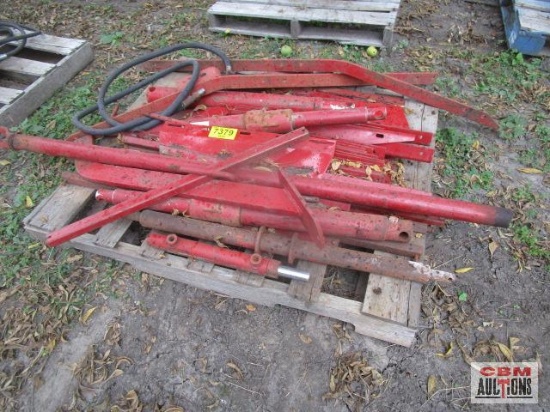 Lot Of Red Metal & Hydraulic...Cylinders