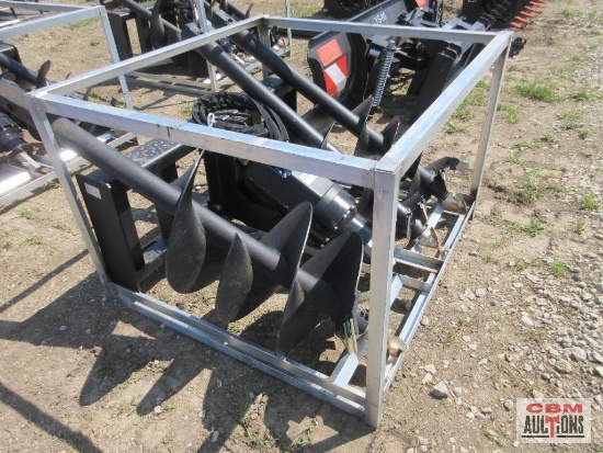 Greatbear Skid Steer Post Hole Auger With 9", 12" & 18" Auger Bit, Hoses & Couplers (Unused)