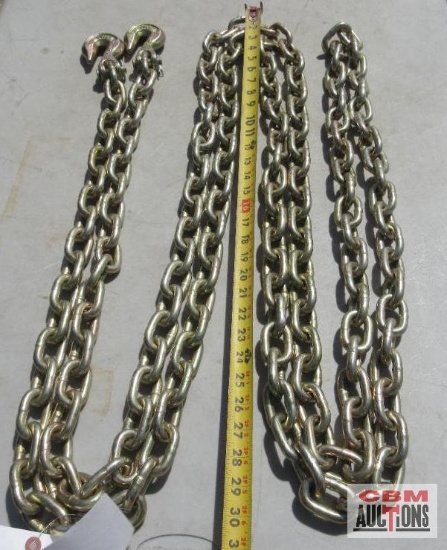 3/8" Log Chain 20' Grade 70 With 2 Hooks (Unused)