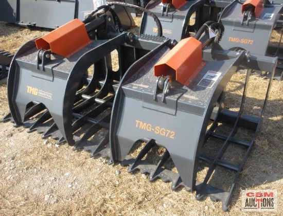 TMG Industrial 72" Skid Steer Rock Skeleton Grapple Attachment, Universal Mount, 36" Arm Opening, 6"