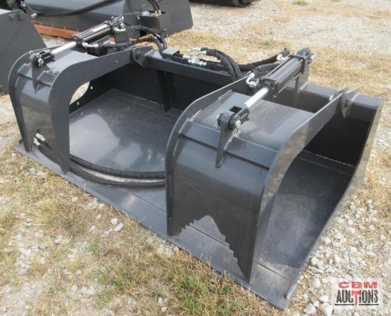Wolverine GB-11-72W 72" Skid Steer Industrial Smooth Bottom Grapple Bucket Dual Cylinders With Hoses