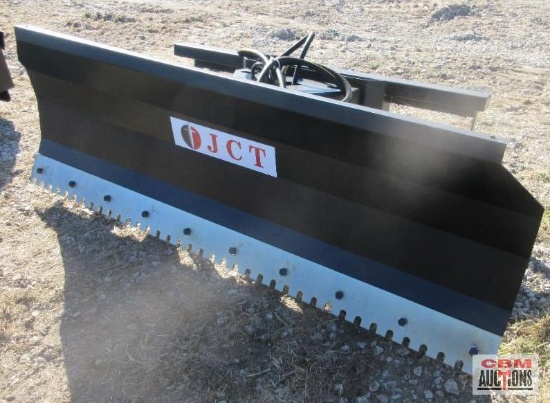 JCT 72" Skid Steer Power Angle Dozer Blade, Reversible Smooth Or Serrated Cutting Edge With Hoses &