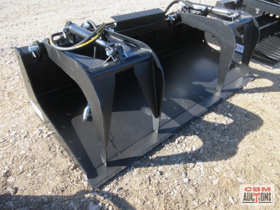 JCT 72" Skid Steer Flat Bottom Industrial Grapple Bucket, Hoses & Couplers (Unused) *2