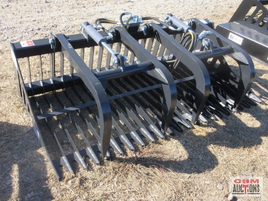 JCT 72" Skid Steer Rock & Brush Grapple Bucket, Hoses & Couplers (Unused) *2