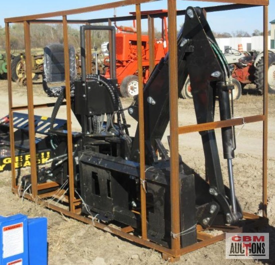 AGT SSBKH Skid Steer Backhoe Attachment With 14" Bucket, Out Riggers, Hoses & Couplers (Unused)