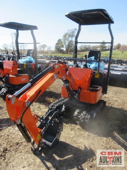 AGROTK L12 1 Ton Mini Excavator 13.5 HP Briggs & Stratton Gas Electric Start, Open Station ROPS, 1