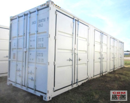 2023 40' Cargo Shipping Container 4- 92" Double Doors On The Side And Rear Doors, One Trip Use