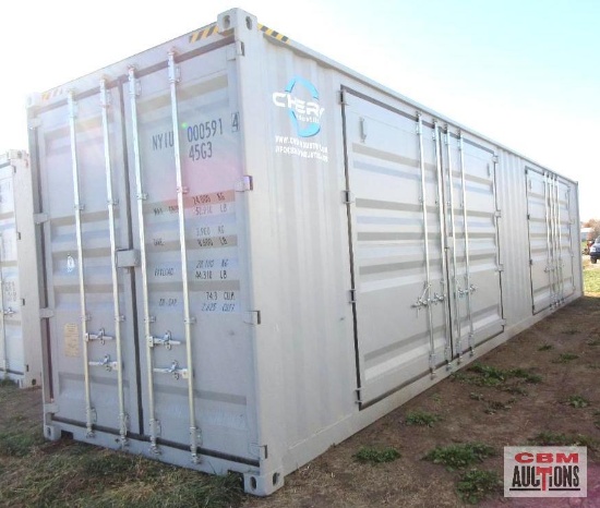 2023 40' Cargo Shipping Container 2- 13' Double Doors On The Side And Rear Doors, One Trip Use