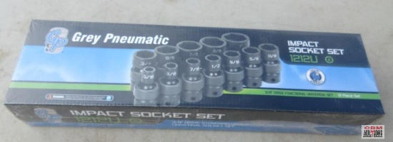 GP Grey Pneumatic 1212U 3/8" SAE 6Pt Impact Swivel Sockets 5/16"-1" *CRM