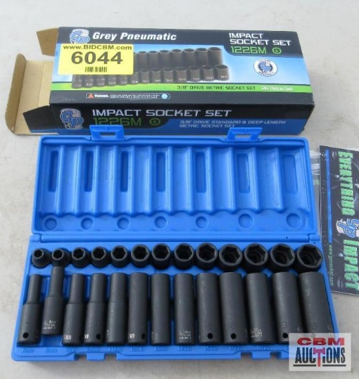 GP Grey Pneumatic 1226M 3/8" METRIC 6Pt Shallow & Deep Well Impact Sockets 7mm-19mm *CRM