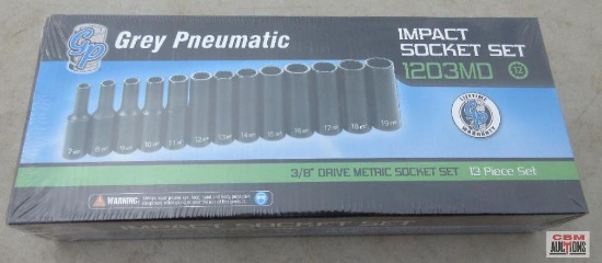 GP Grey Pneumatic 1203MD 3/8" METRIC 12Pt Impact Deep Well Socket Set 7mm-19mm *CRM