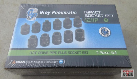 GP Grey Pneumatic 1211P 3/8" SAE Pipe Plug Impact Sockets 3/16"-3/8" *CRM