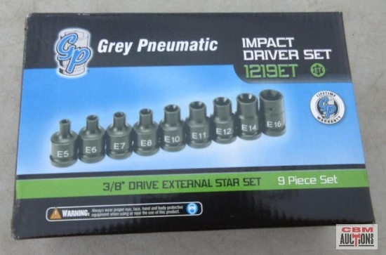GP Grey Pneumatic 1219ET 3/8" SAE External Star Impact Sockets E5-E16 *CRM