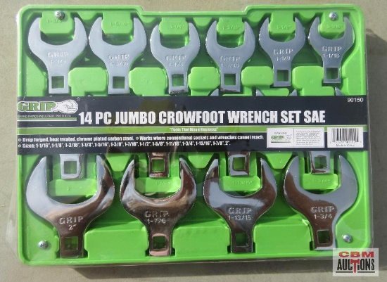 GRIP 90150 14Pc Jumbo SAE Crowfoot Wrench Set 1 1/16"-2" *CLT