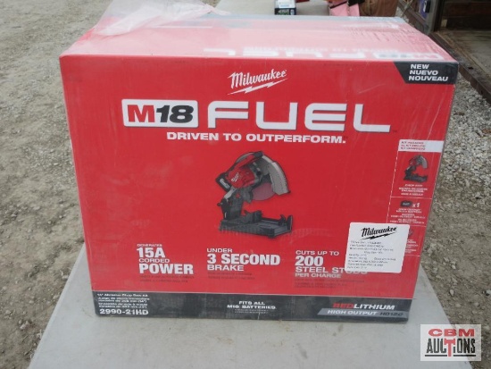 Milwaukee 2990-21HD M18 Fuel 14" Abrasive Chop Saw Kit Includes RedLithium High Output HD12.0