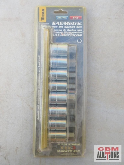 Titan 16132 SAE/METRIC Hex Bit 1/2" Drive 9/16"-3/4" & 14mm-19mm *ELM
