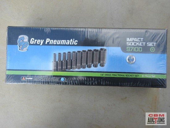 GP Grey Pneumatic 9710D 1/4" Drive SAE 6Pt Deep Well Impact Sockets 3/16"-9/16" *FRB
