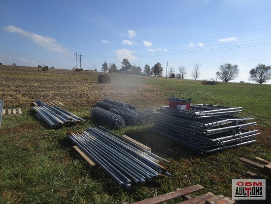 370' Of 6' Chain Link 9Ga Fence, Posts, Top Rail, Gates 10- 6'x6' & 3-4'x6', Box Of Brackets With