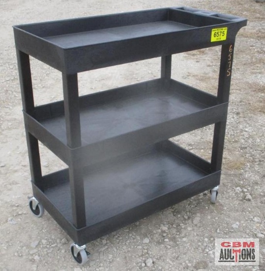 Black 3 Shelf Rolling Cart (Unused)