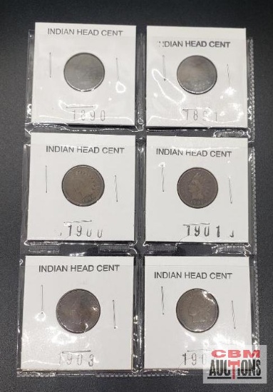 6- Indian Head Cents 1890,1891,1900,1901,1903 & 1904