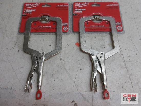 2- Milwaukee 48-22-3523 9"Deep Reach Swivel Jaw Locking C-Clamp