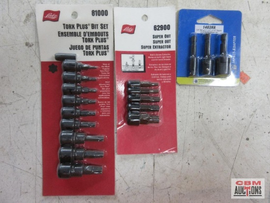 Lisle 8100 Torx Plus Bit Set TP-10-TP-50 62900 Super Out Extractor 1/8"-3/8" GP Grey Pneumatic