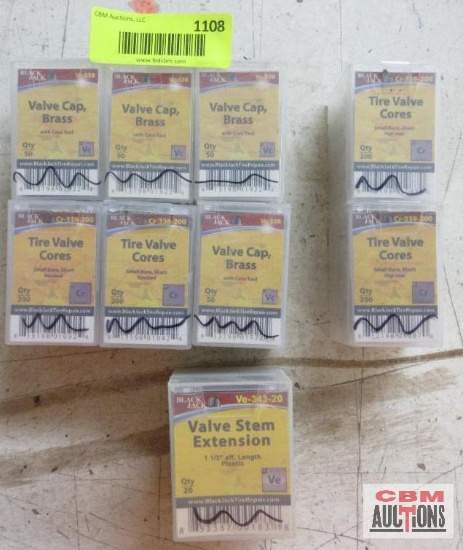 Blackjack 1-VE-343-20 Valve Stem Extensions 2-CR339-200 Tire Valve Cores 6-VC-338 Valve Brass Cap
