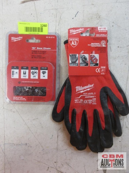 Milwaukee 49-16-2715 16" Saw Chain 48-22-8933 XL Gloves