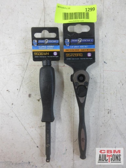 GP Grey Pneumatic 9572BRQ 1/4" Drive Ratchet 9506WH 1/4" Drive Wobble Spinner Handle