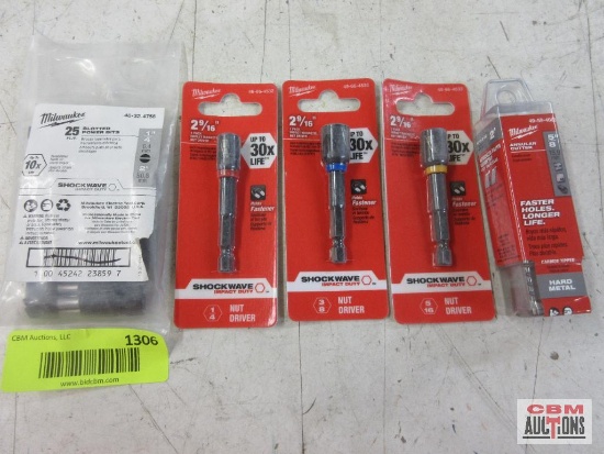 Milwaukee 48-32-4756 25Pc Slotted Power Bit 49-66-4532 2 9/16" 1/4" Impact Nut Driver 49-66-4535 2