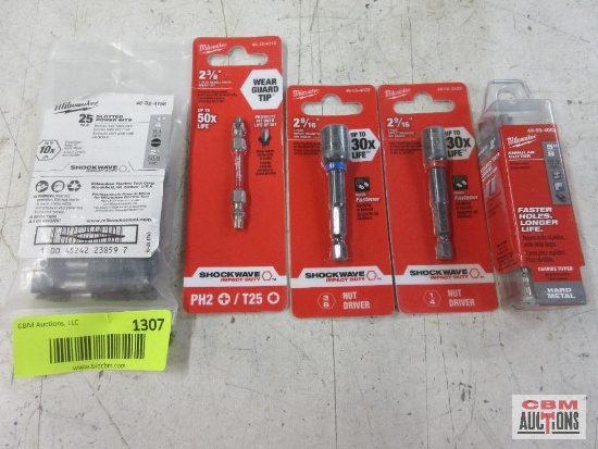 Milwaukee 48-32-4758 25Pc Slotted Power Bit 48-32-4312 2 3/8" Double End PH2 xT25 49-66-4532 2 9/16"