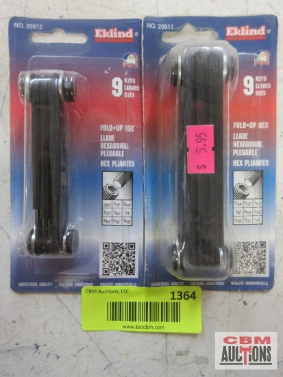 Eklind 20912-Fold Up Hex Keys .50"-3/16" 20911-Fold UP Hex Keys 5/64"-1/4"