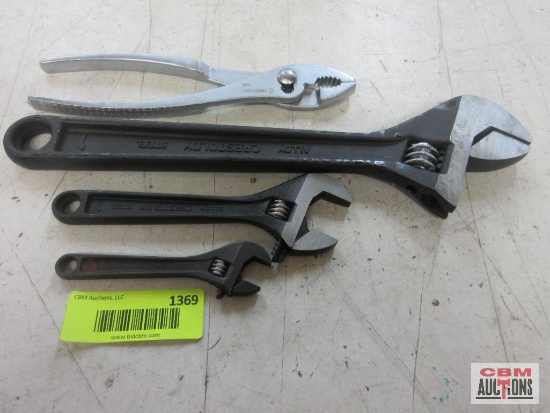 3-Adjustable Wrenches 4",5" & 12" & Pliers