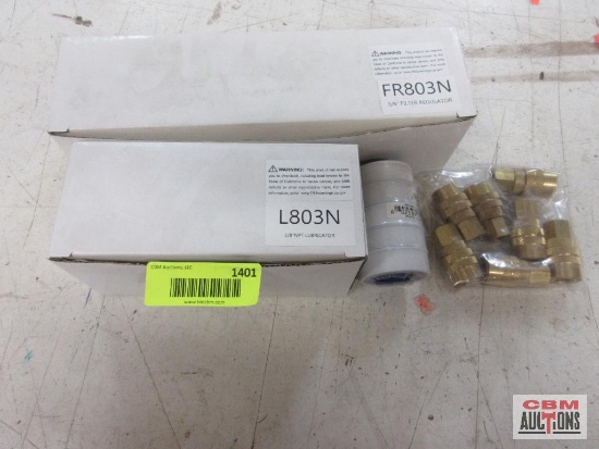 FR803N 3/8" Filter Regulator L803 3/8" Lubricator 1/2" Teflon Pipe Tape 7-Female Air Couplers