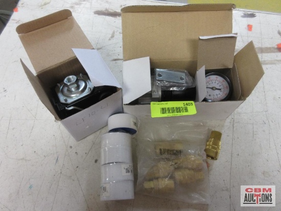 R503N 3/8" Regulator w/Gauge LF10-L1 Pressure Switch 3/4" Teflon Pipe Tape 6-Female Air Couplers ...