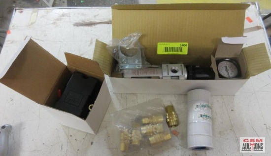 FR503N 3/8" Filter Regulator LF10-L4 Pressure Switch 3/4" Teflon Pipe Tape 6-Female Air Couplers