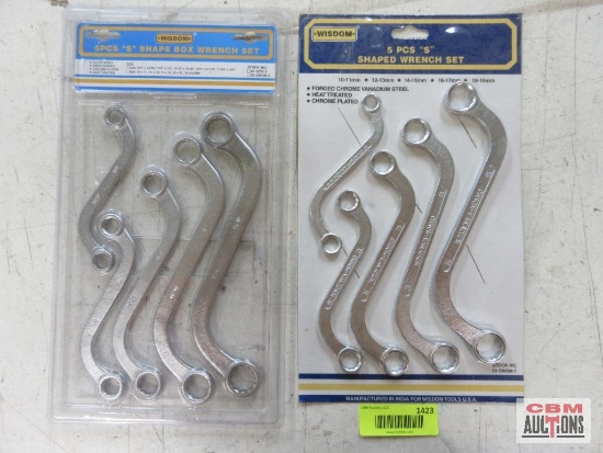 Wisdom 01-SW5-2 5Pc SAE S Shaped Box Wrench Set 3/8"-3/4" 01-SW5M-7 5Pc Metric S Shaped Wrench Set