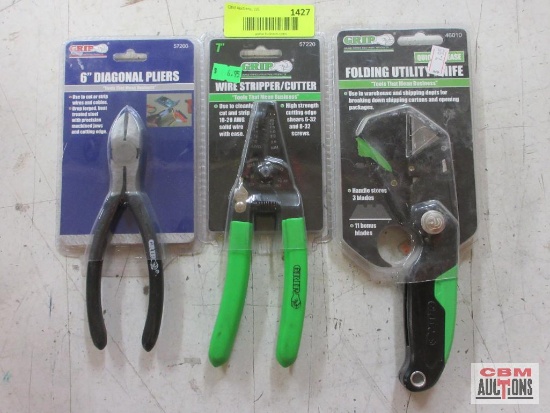 Grip 57200 6" Diagonal Pliers 57220 7" Wire Stripper/Cutter 46010 Folding Utility Knife