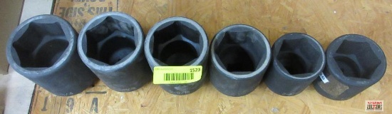 Grey Pneumatic 1" Drive 6Pt Deep Well Impact Sockets SAE 2 1/4",2 3/16",2 1/2",2 9/16",2 11/16",2
