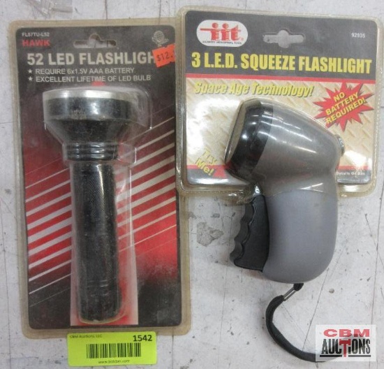 IIT 92935 3 LED Squeeze Flashlight Hawk FL57TU-L52 52 LED Flashlight