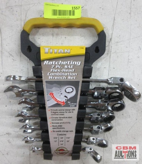 Titan 17360 Ratcheting 7Pc SAE Flex Head Combination...Wrench Set SAE 5/16"-3/4"