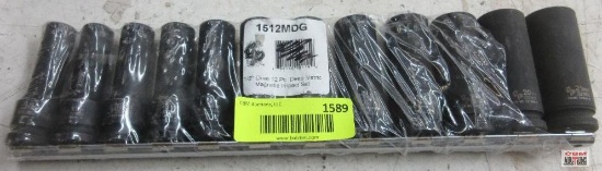 GP Grey Pneumatic 1512MDG...1/2" Drive Deep Length Magnetic Impact Set Metric 10mm-21mm
