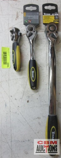 Titan 12046 1/2" Extra Long Off Set Ratchet 11057 Combination...Ratchet 1/4" -3/8" Small Ratchet ...