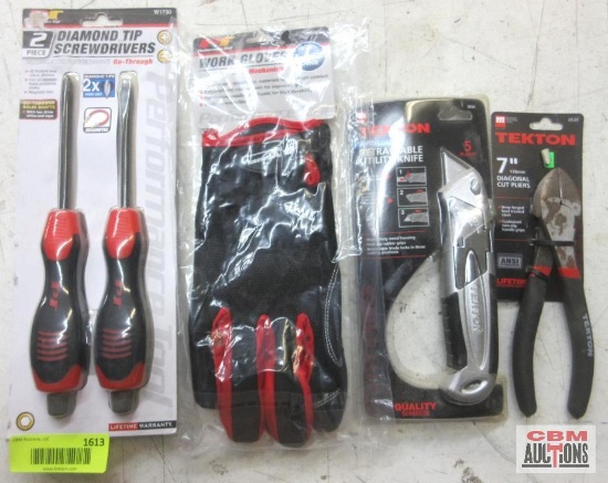 PT Performance Tools W1730 Diamond Tip Screwdrivers W890006 L Work Gloves Tekton 3531 7" Diagonal