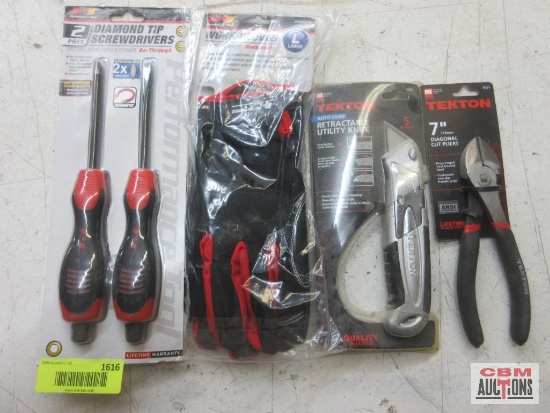 PT Performance Tools W1730 Diamond Tip Screwdrivers W890006 L Work Gloves Tekton 3531 7" Diagonal