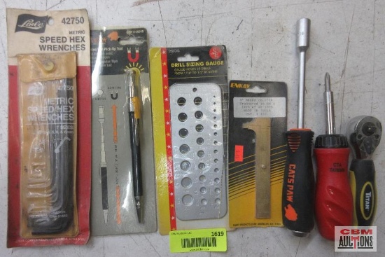 Lisle 42750 Speed Hex Wrenches Titan 11050 1/4 and 3/8 Inch Dr. Dual Head Stubby Ratchet Drill Size