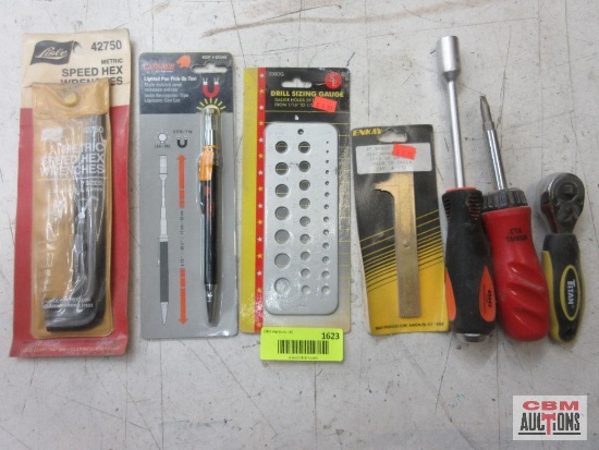 Lisle 42750 Speed Hex Wrenches Titan 11050 1/4 and 3/8 Inch Dr. Dual Head Stubby Ratchet Drill Size