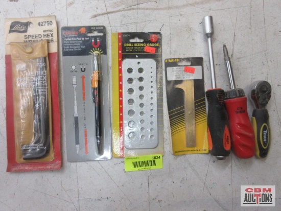 Lisle 42750 Speed Hex Wrenches Titan 11050 1/4 and 3/8 Inch Dr. Dual Head Stubby Ratchet Drill Size
