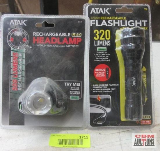 Atak 560 Rechargeable LED 500 Lumen Headlamp 550 Rechargeable Flashlight 320 Lumen
